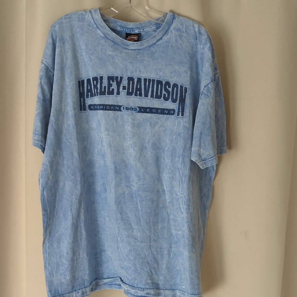 Harley-Davidson Men's XL Light Blue Short Sleeve Cotton Tee Georgia